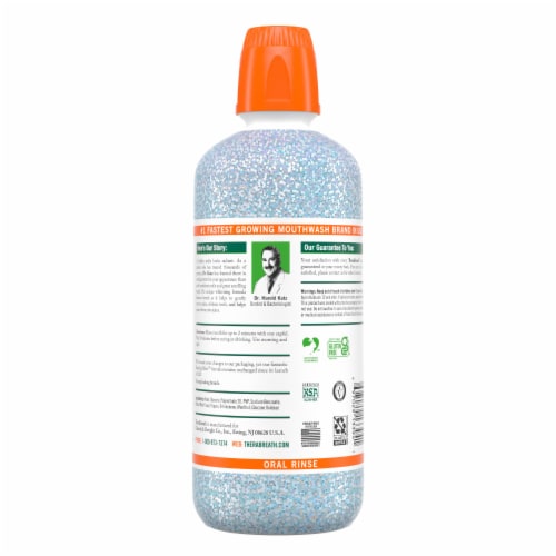 TheraBreath Fresh Breath Whitening Mouthwash Dazzling Mint Alcohol-Free Perspective: bottom