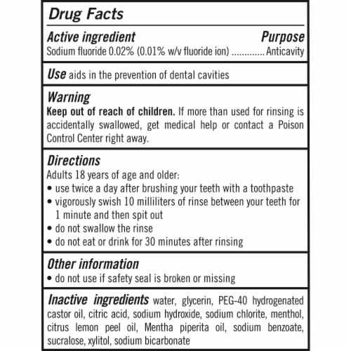 TheraBreath Anticavity Fluoride Mouthwash Sparkle Mint Alcohol-Free Perspective: bottom