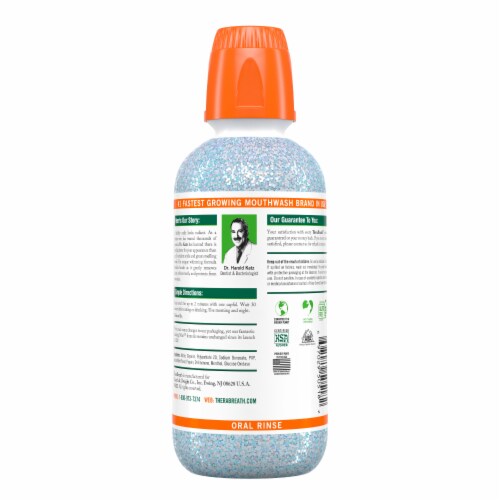 TheraBreath Fresh Breath Whitening Mouthwash Dazzling Mint Alcohol-Free Perspective: bottom