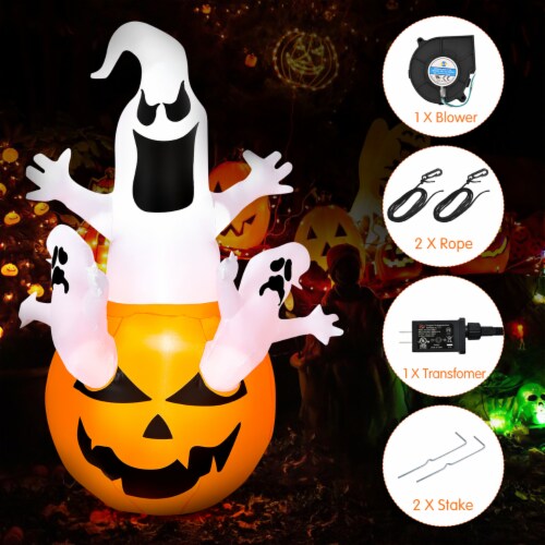 Costway 6FT Halloween Inflatable Ghost Pumpkin-Halloween Blow Up Yard Decoration Perspective: bottom