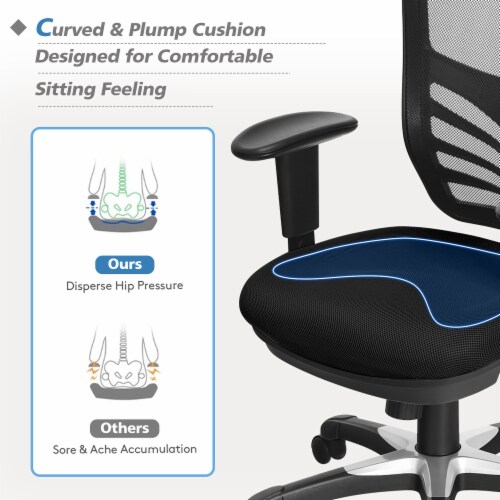 Costway Mesh Office Chair 3-Paddle Computer Desk Chair w/ Adjustable Seat Black Perspective: bottom