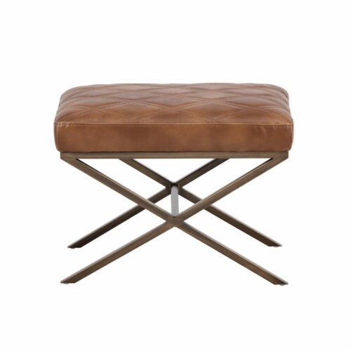 Sunpan Wisconsin 23.5  Mid-Century Faux Leather Bench in Tobacco Tan Perspective: bottom