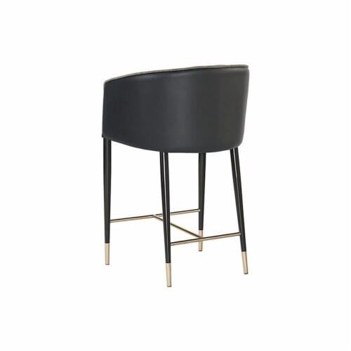 Sunpan Dean 20  Modern Leather Dining Chair in Stainless Steel/Cantina Black Perspective: bottom