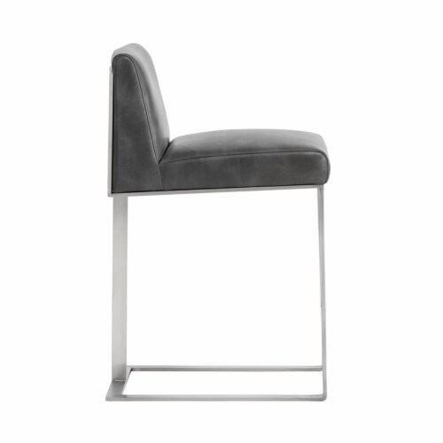 Sunpan Dean 26 Modern Bonded Leather Counter Stool in Gray
