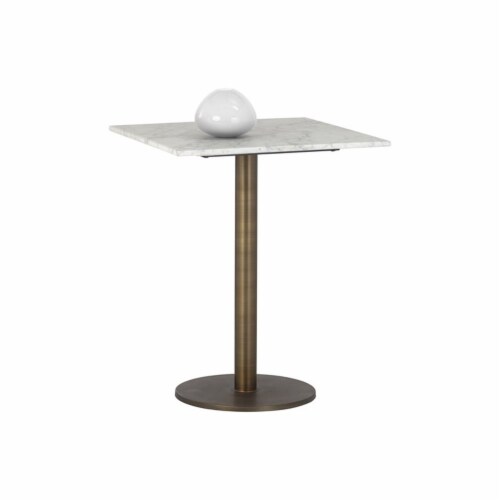 Sunpan Enco 24 Square Modern Marble Bistro Table in White Antique