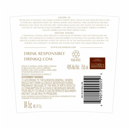 Zacapa Rum Centenario No 23 Perspective: bottom
