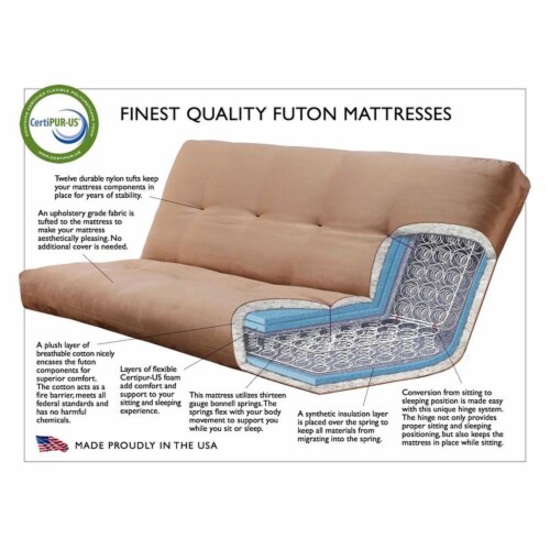 Kodiak Furniture Phoenix Frame with Suede Peat Fabric Mattress in Tan/Black Perspective: bottom