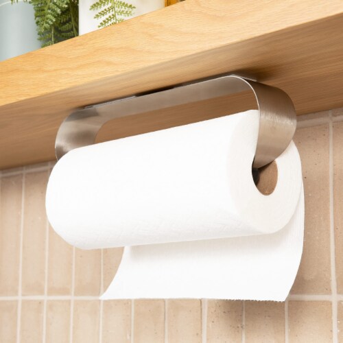 Wood Grip Contemporary Under Cabinet Paper Towel Holder Satin Nickel, 19.69  H 7.09 L 5.12 W - Fry's Food Stores