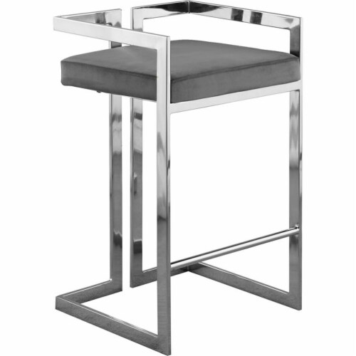 Meridian Furniture Ezra Velvet Counter Stool - Chrome Meridian Furniture Ezra Velvet Counter Stool - Chrome