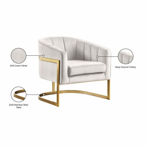 Meridian Furniture Carter Cream Velvet Accent Chair with Stainless