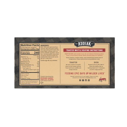 Kodiak® Protein-Packed Buttermilk & Vanilla Frozen Power Waffles® Perspective: bottom
