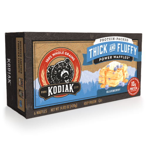 Kodiak Protein-Packed Blueberry Thick and Fluffy Frozen Power Waffles with 10g Protein Perspective: bottom