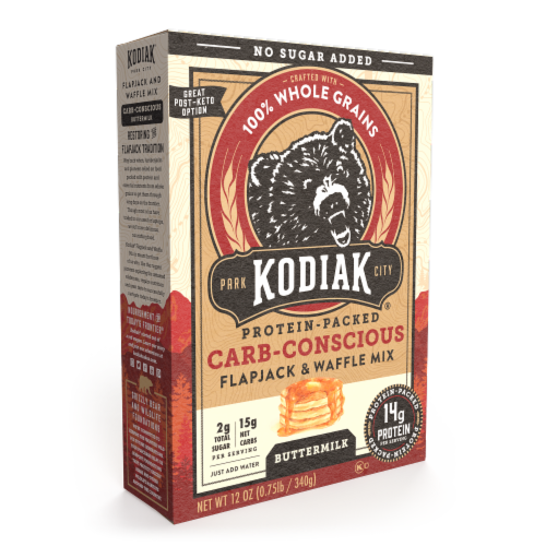 Kodiak Protein-Packed Carb-Conscious Buttermilk Pancake and Waffle Mix with 14g Protein Perspective: bottom