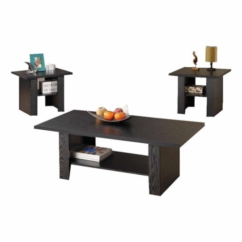 Bowery Hill 3 Piece Coffee Table Set in Black Oak Perspective: bottom