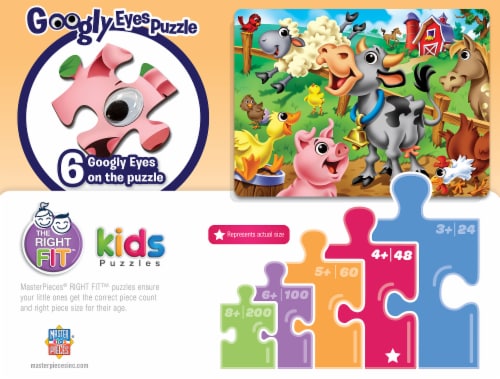 Googly Eyes - Farm Animals 48 Piece Puzzle Perspective: bottom