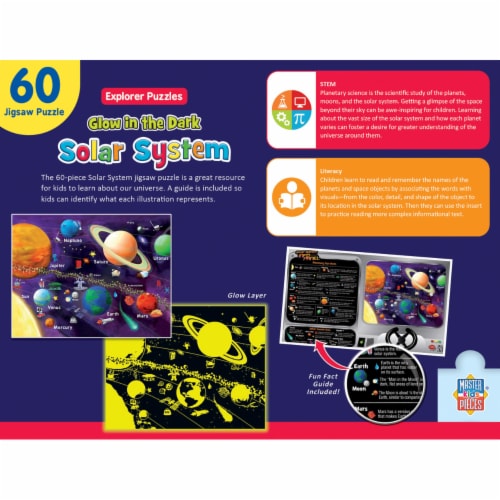 Educational Solar System 60 Piece Glow In The Dark Jigsaw Puzzle Perspective: bottom