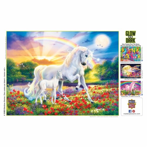 Bedtime Stories Unicorns 300 Piece Large EZ Grip Glow In The Dark Jigsaw Puzzle Perspective: bottom