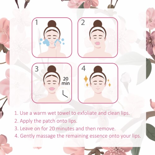 Tada Beauty 6pc Hydrogel Lip Mask Softening Cherry Blossom Lip Mask for Dry Lips Perspective: bottom