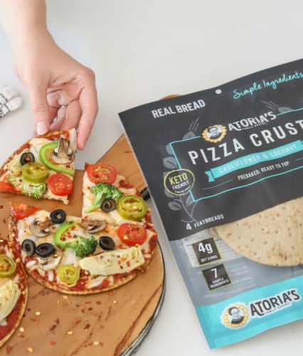 Atoria's Family Bakery Cauliflower & Coconut Personal Pizza Crusts 8-Packs of 4 (32) Perspective: bottom