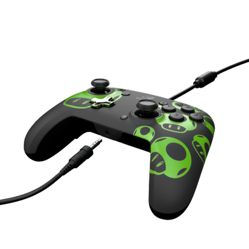 PDP 1-Up Mushroom Rematch Glow Wired Controller for Nintendo Switch Perspective: bottom