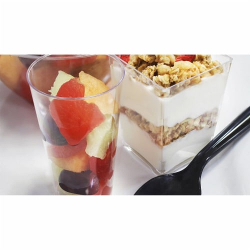 Plastic Shot Glass and Square Dessert Cups for Parties (3 Oz, 5 Oz) Perspective: bottom