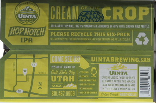 Uinta Brewing Hop Notch IPA Perspective: bottom