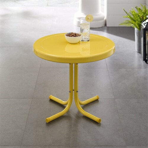 Furniture Retro Sturdy Steel Metal Patio End Table in Yellow-Crosley Perspective: bottom
