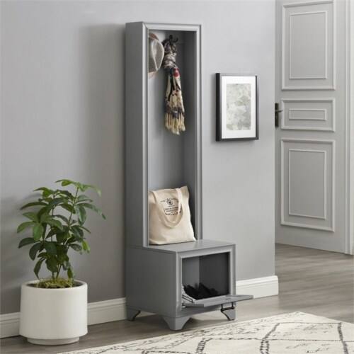 Crosley Tara Hall Tree in Distressed Gray Perspective: bottom