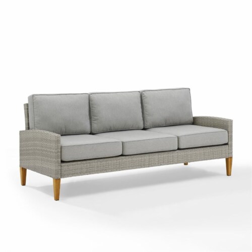 Crosley Capella Outdoor Wicker Sofa in Gray 1 Baker s