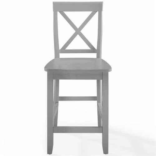 Crosley 24  Solid Wood X-Back Counter Stool in Gray (Set of 2) Perspective: bottom