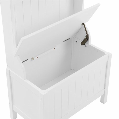 Crosley Furniture Plymouth 26 Coastal Wood Hall Tree White in White Perspective: bottom