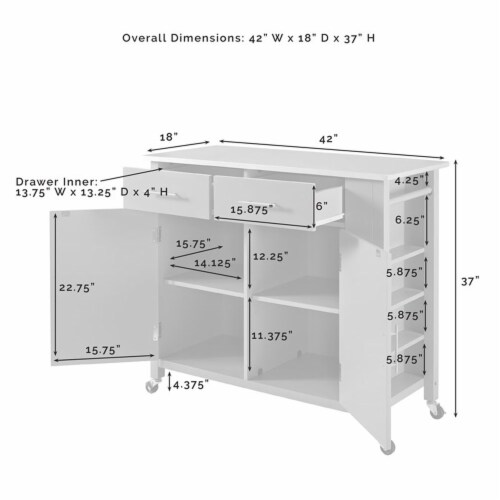 Crosley Furniture Savannah Wood Top Drop Leaf Kitchen Island/Cart in Mint Green Perspective: bottom