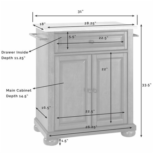 Alexandria Natural Wood Top Kitchen Island in Black - Crosley Perspective: bottom
