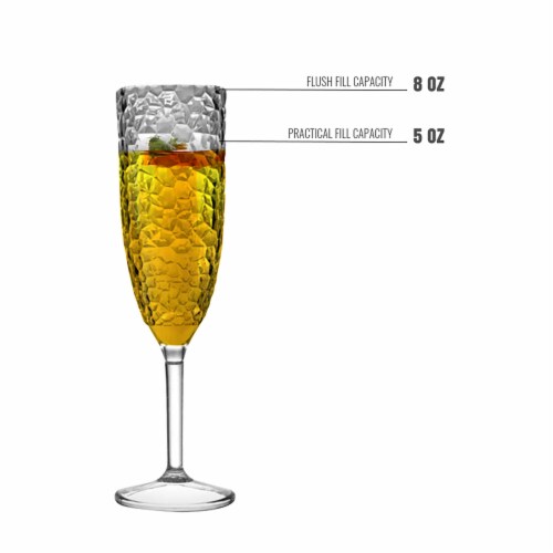 8 oz. Crystal Disposable Plastic Champagne Flutes (48 Glasses) Perspective: bottom