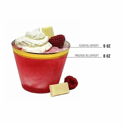 9 oz. Clear with Metallic Gold Rim Round Disposable Plastic Cups (240 Cups) Perspective: bottom