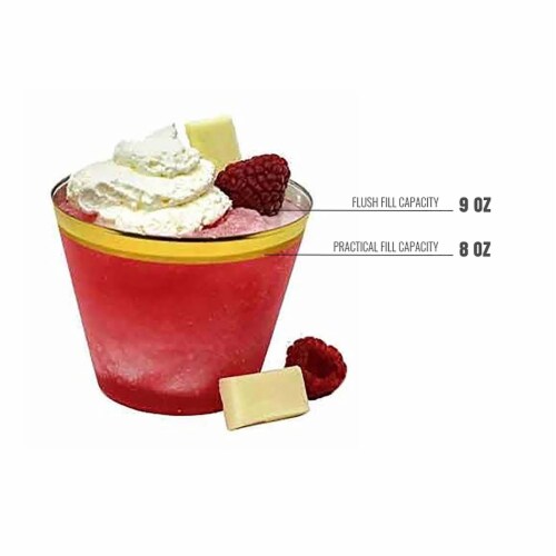 9 oz. Clear with Metallic Gold Rim Round Disposable Plastic Cups (240 Cups) Perspective: bottom