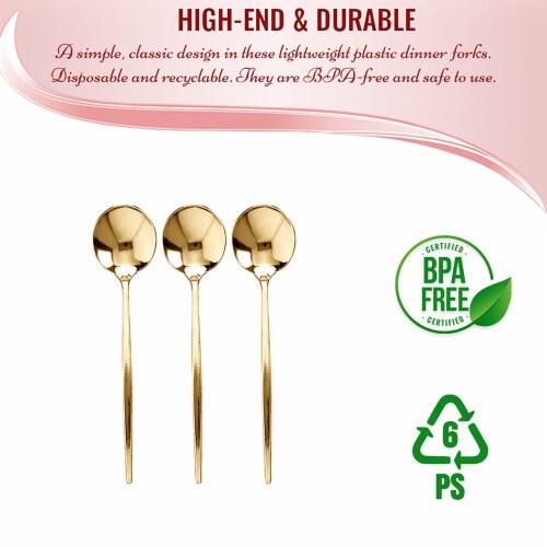 Shiny Gold Moderno Disposable Plastic Dessert Spoons (240 Spoons), 240 ...