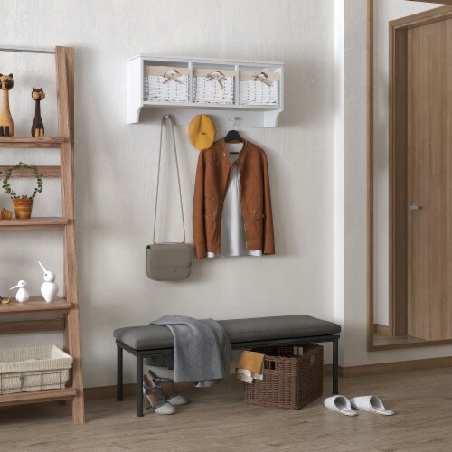 31 Coat Rack Cubby Shelf Storage Organizer w/ Baskets & Hooks