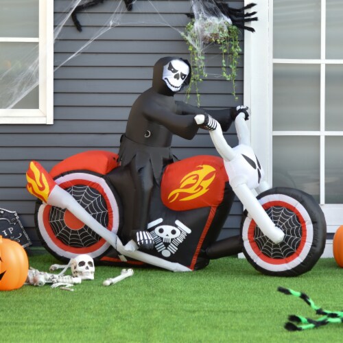 6ft Halloween Inflatable Reaper Motorcycle Outdoor Yard Decorations Perspective: bottom