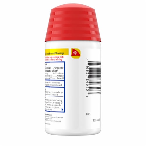 Pepcid Complete Acid Reducer + Antacid Tropical Fruit Chewable Tablets Perspective: bottom