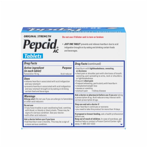Pepcid Original Strength AC Tablets Perspective: bottom