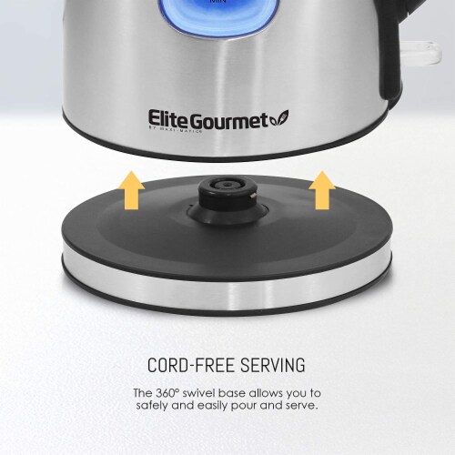 Elite by Maxi-Matic Cordless Electric Kettle - Silver/Black Perspective: bottom