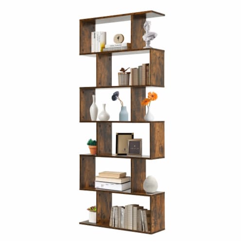 Slickblue 6 Tier S-Shaped Bookshelf Storage Display Bookcase Decor Z-Shelf Perspective: bottom