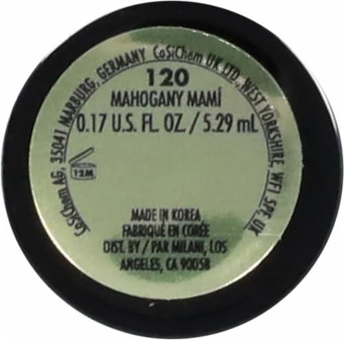 Milani Color Fetish Lip Stain Hydrating 8 Hour Wear 120 Mahogany Mami Perspective: bottom