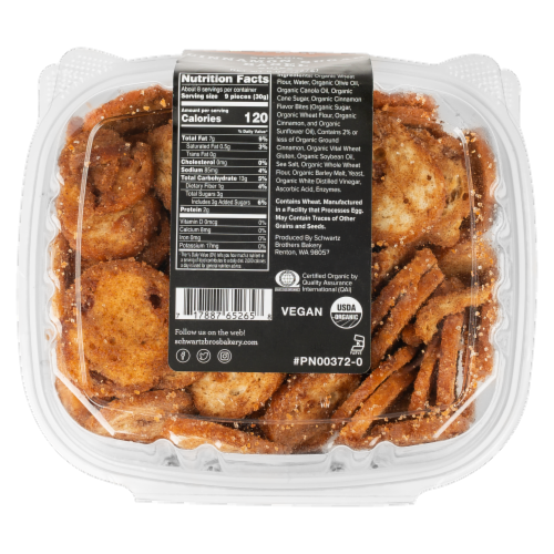Schwartz Brothers Bakery Organic Cinnamon Sugar Bagel Chips Perspective: bottom