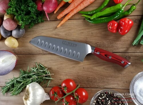 Ergo Chef CRIMSON 7" Santoku w/ G10 Handle Perspective: bottom