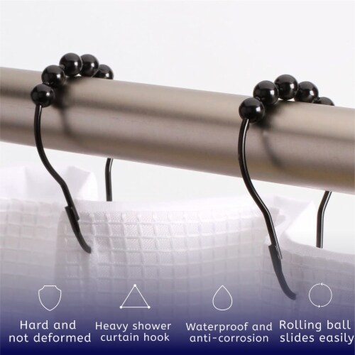 2 Lb Depot Shower Curtain Hooks - Black - 18/8 Stainless Steel - Set of 12 Perspective: bottom