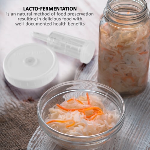 Year of Plenty White Fermentation Lids | for Wide Mouth Mason Jars | 4-Pack Perspective: bottom