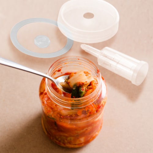 Clear Fermentation Lids | 4-Pack | for Making Sauerkraut in Wide Mouth Mason Jars Perspective: bottom