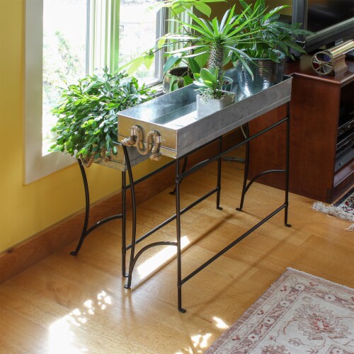 Achla Designs WT-04 Large Metal Windowsill Trestle Plant Stand w/ Removable Tray Perspective: bottom